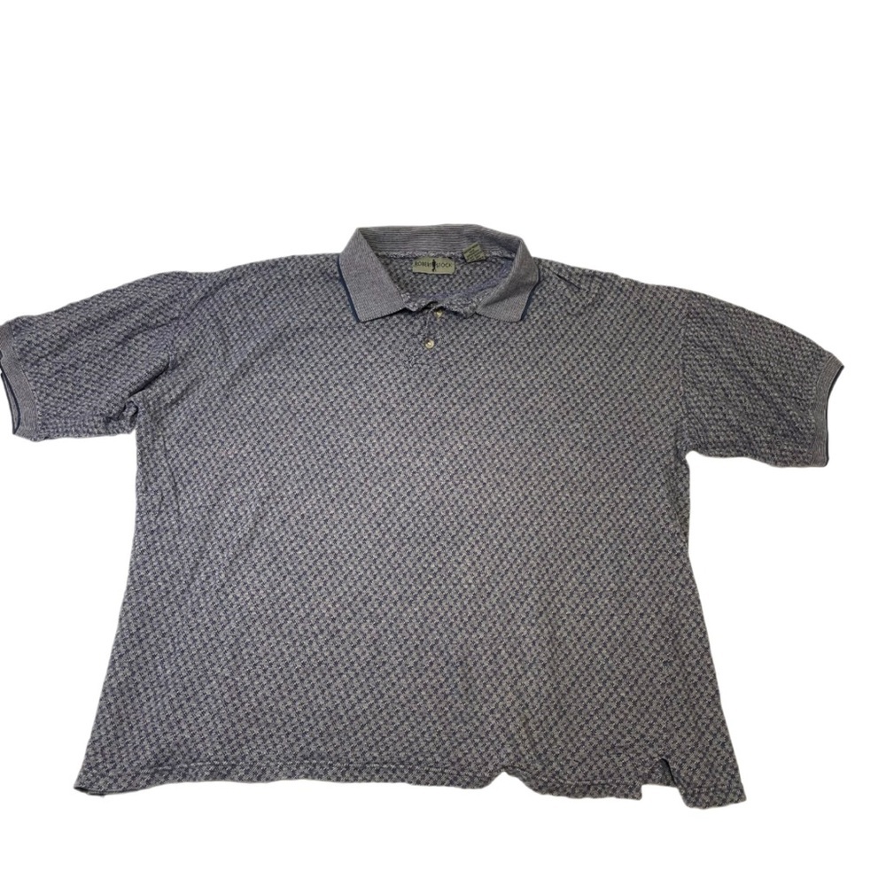 Vintage Y2K Robert Stock Geometric Knit Blue and Gray Polo Men's Size XL